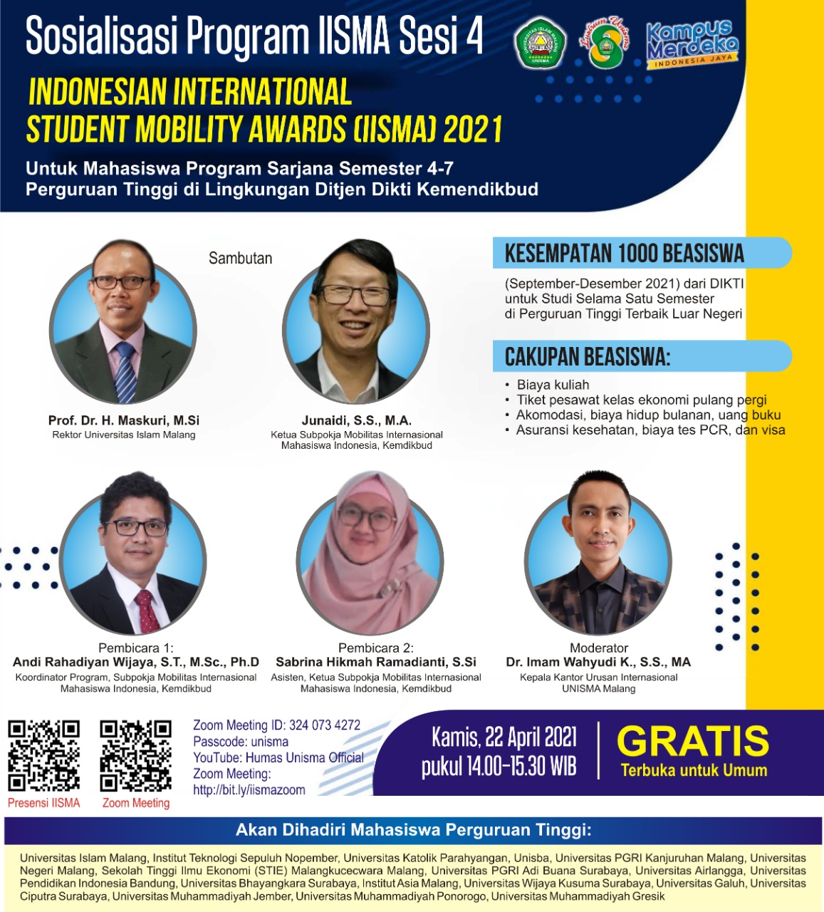 Sosialisasi 1000 Beasiswa IISMA 2021 Kemdikbud RI-Indonesian International Student Mobility Awards